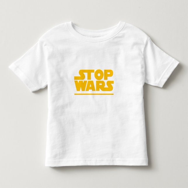 Camiseta Infantil Logotipo Paródia Pare as Guerras (Frente)