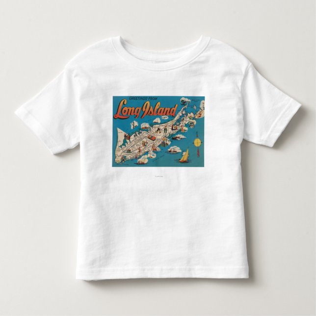 Camiseta Infantil Long Island, New York - cumprimentos de (Frente)