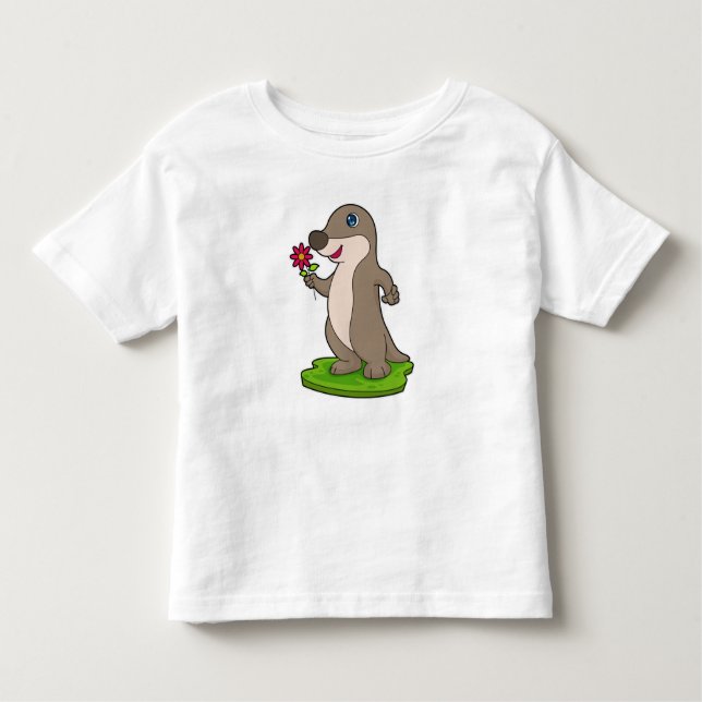Camiseta Infantil Lontra com Flor (Frente)