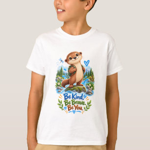 Camiseta Infantil Lontra Fofa Seja Gentil Seja Cor
