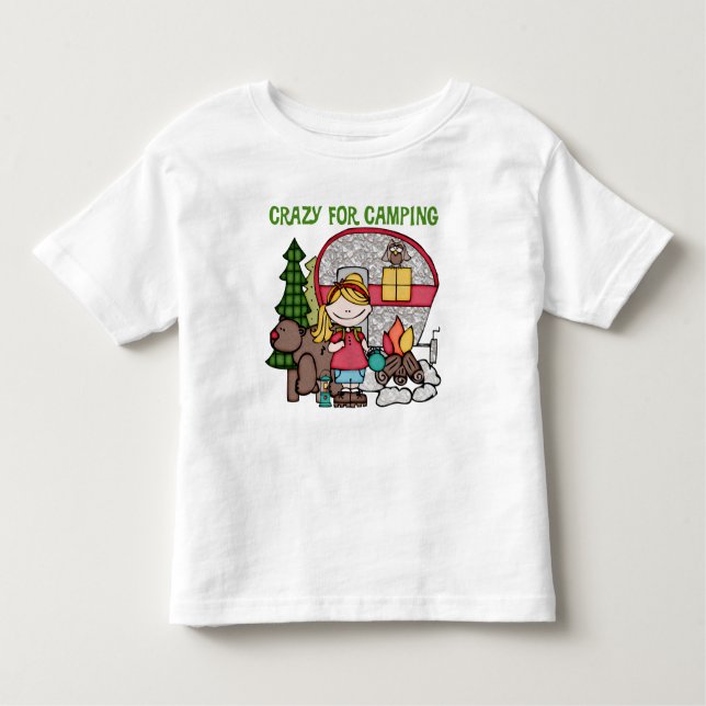 Camiseta Infantil Loura Louca Por Acampamento (Frente)