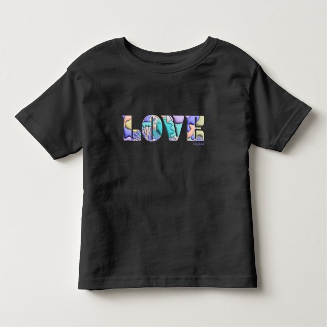 Camiseta Infantil LOVE Gráfico moderno 3D exclusivo, T-Shirt Preto L (Frente)