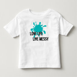 Camiseta Infantil Love Life, Live Messy Aqua