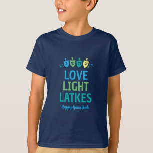 Camiseta infantil Love Light Latkes Hanukkah Dreid
