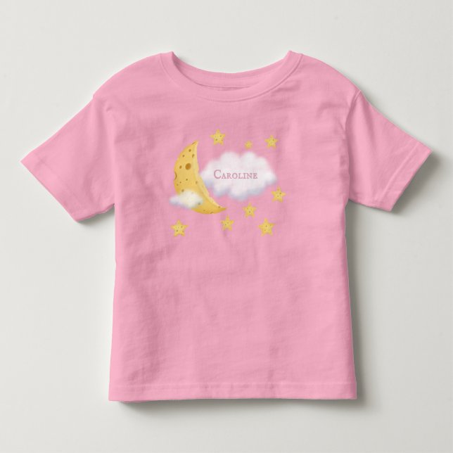 Camiseta Infantil Lua Cheirosa e Estrelas Fluffy Cloud Pink Personal (Frente)