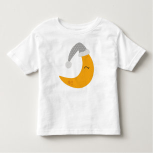 Camiseta Infantil Lua Dormindo, Chapéu Noturno, Lua Fresca, Lua Amar
