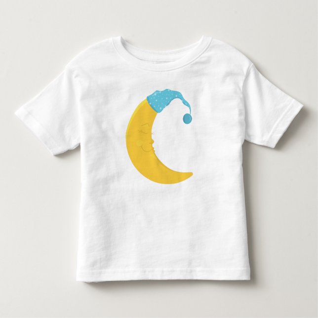 Camiseta Infantil Lua Dormindo, Lua Amarela, Lua Fresca, Bela Noite (Frente)