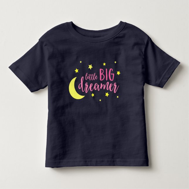 Camiseta Infantil Lua e estrelas Rosa Grande Sonhador (Frente)