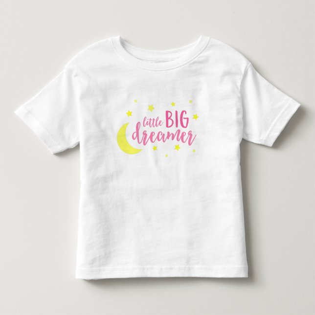 Camiseta Infantil Lua e estrelas Rosa Grande Sonhador (Frente)