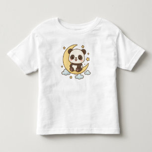 Camiseta Infantil Lua Panda - Panda Cuta Sentada Crescente