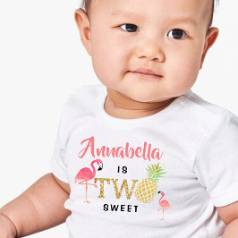 Camiseta Infantil Luau de Meninas na Praia de Verão Tropical 2º Aniv