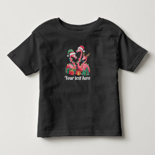 Camiseta Infantil Luzes de Natal Personalizadas de Palma de Flamingo