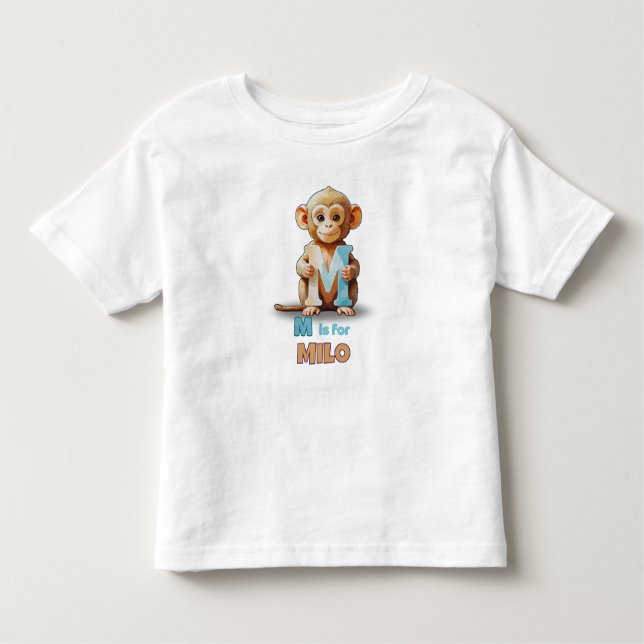 Camiseta Infantil M is for Milo - Custom Toddler Shirt (Frente)