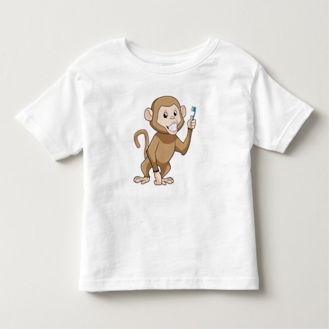 Camiseta Infantil Macaco com escova de dentes (Frente)
