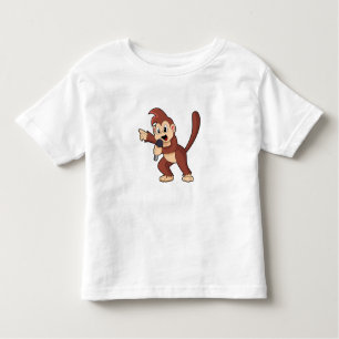 Camiseta Infantil Macaco como Cantor com Microfone.PNG