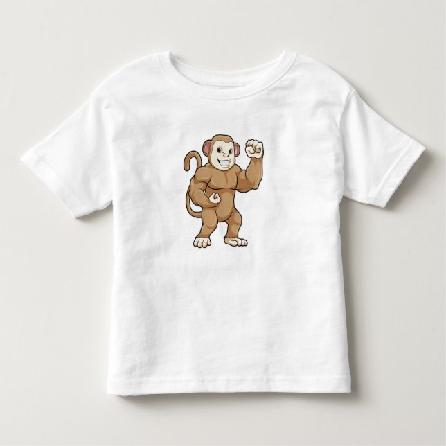 Camiseta Infantil Macaco como Criador de Portos em Bodybuilding (Frente)