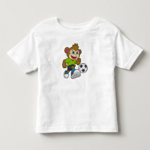 Camiseta Infantil Macaco como jogador de futebol com bola de futebol