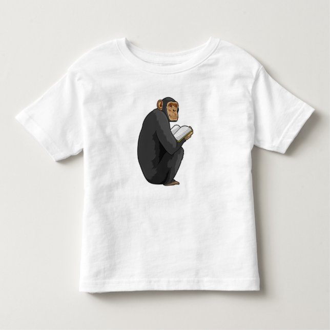 Camiseta Infantil Macaco como Nerd do Livro (Frente)