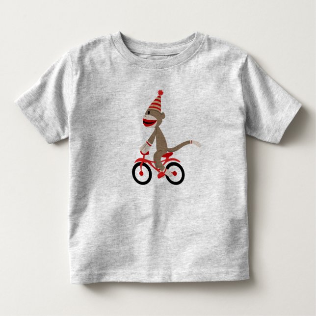 Camiseta Infantil Macaco da peúga na bicicleta (Frente)