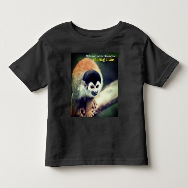 Camiseta Infantil Macaco esquilo na árvore (Frente)