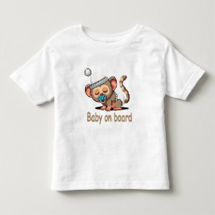 Camiseta Infantil Macaco Fofo Dormindo Bebê a Bordo Placa de Carro A