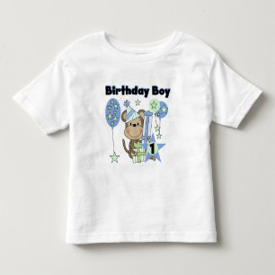 Camiseta Infantil Macaco-Garoto Com primeiro aniversario De Presente