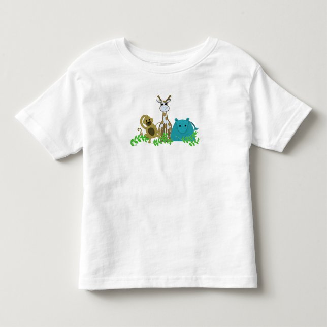 Camiseta Infantil Macaco, Girafa e Hipopótamo (Frente)