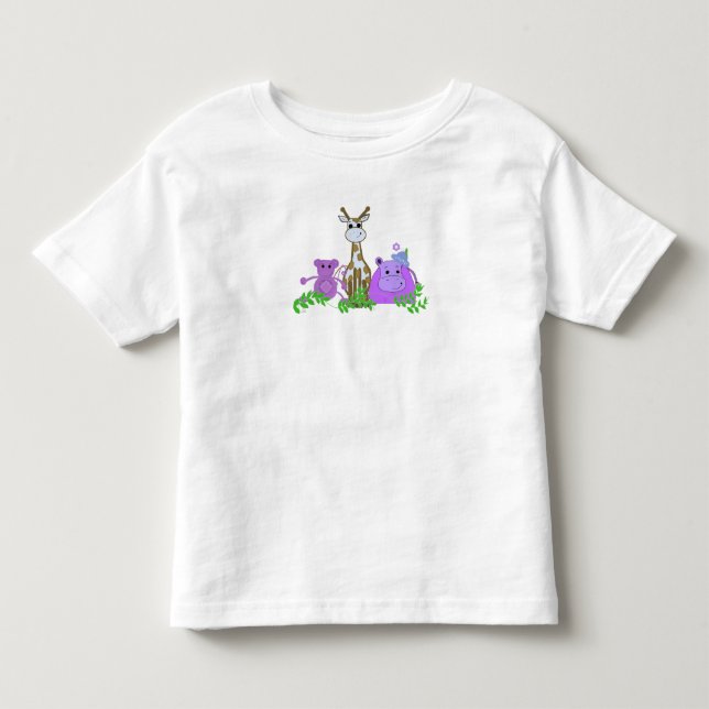 Camiseta Infantil Macaco, Girafa e Hipopótamo (Frente)