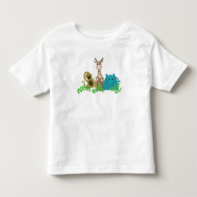 Camiseta Infantil Macaco, Girafa Rosa e Hippo (Frente)