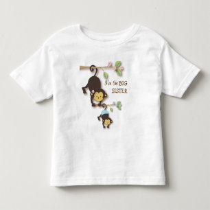 Camiseta Infantil Macaco-Irmã Bonita com o Irmão-Bebê Lil