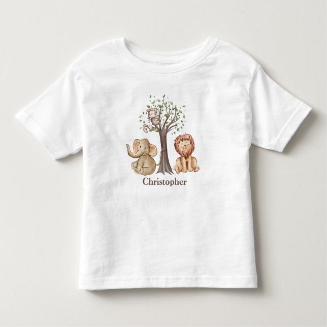 Camiseta Infantil Macaco-Leão Selvagem Personalizada Safari Animais (Frente)