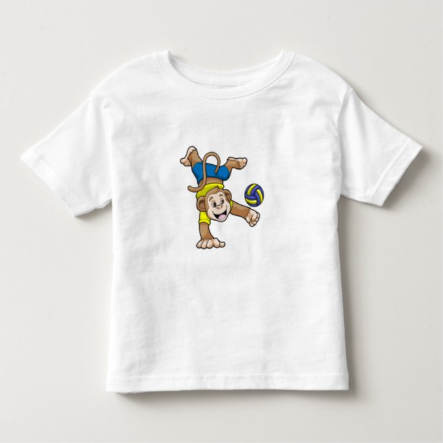 Camiseta Infantil Macaco no Esporte com Voleibol (Frente)