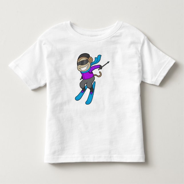 Camiseta Infantil Macaco Skier Ski (Frente)