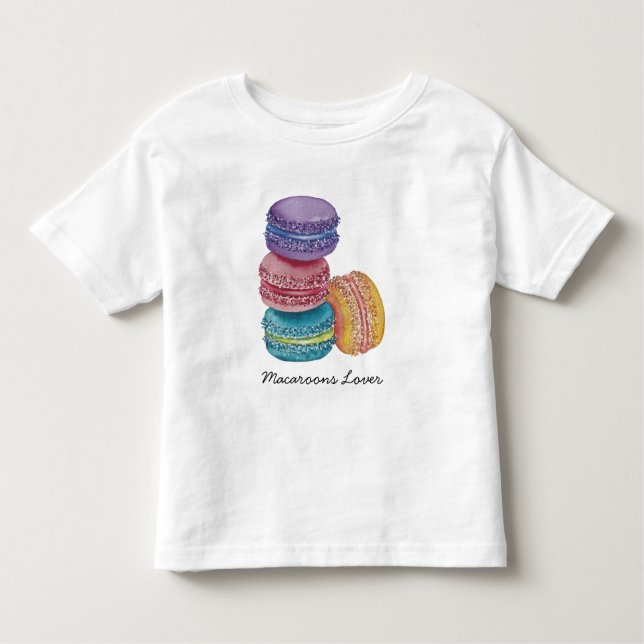 Camiseta Infantil Macarões Coxas Do Arco-Íris Em Aquarela (Frente)