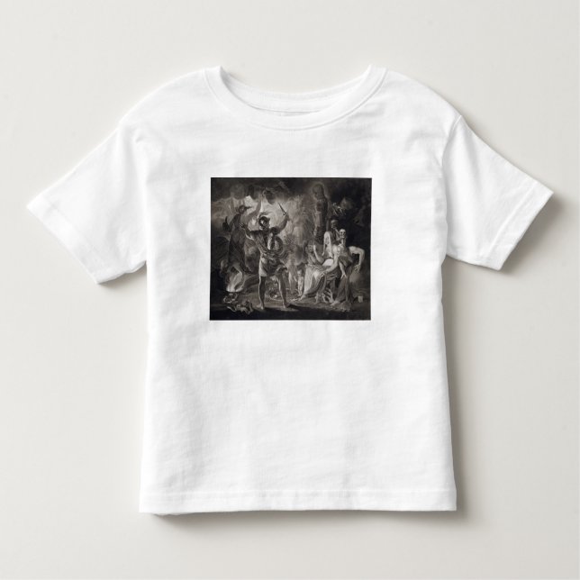 Camiseta Infantil Macbeth, três bruxas e Hecate no ato IV, S (Frente)