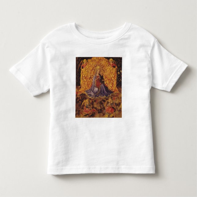 Camiseta Infantil Madonna da humildade com criança e anjos do cristo (Frente)