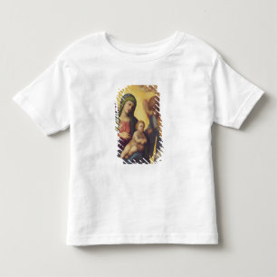 Camiseta Infantil Madonna e criança com anjos c.1510-15 (óleo no p