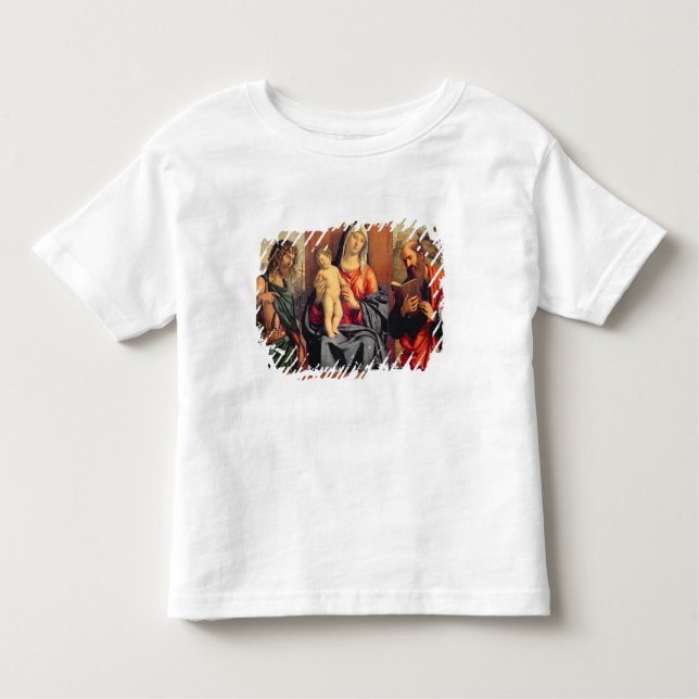Camiseta Infantil Madonna e criança com St John o baptista e rua (Frente)