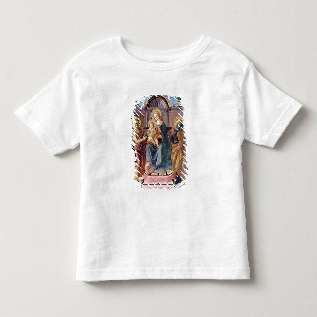 Camiseta Infantil Madonna e criança Enthroned com SS (Frente)