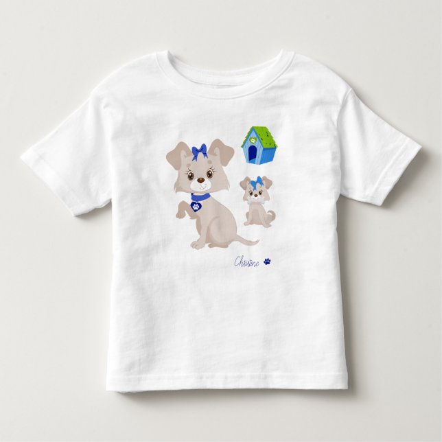 Camiseta Infantil Mãe Cachorrinho Adorável com Filhote (Frente)