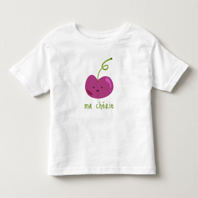 Camiseta Infantil "mãe chérie" francês | Fruta de cerejeira para beb (Frente)