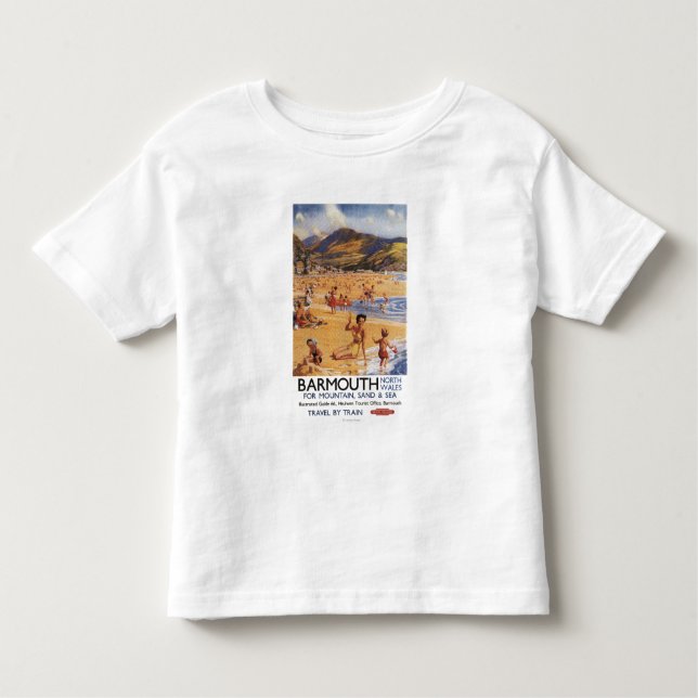Camiseta Infantil Mãe da cena da praia e miúdos British Rail (Frente)