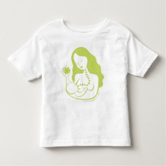 Camiseta Infantil Mãe e bebê quealimentam no verde