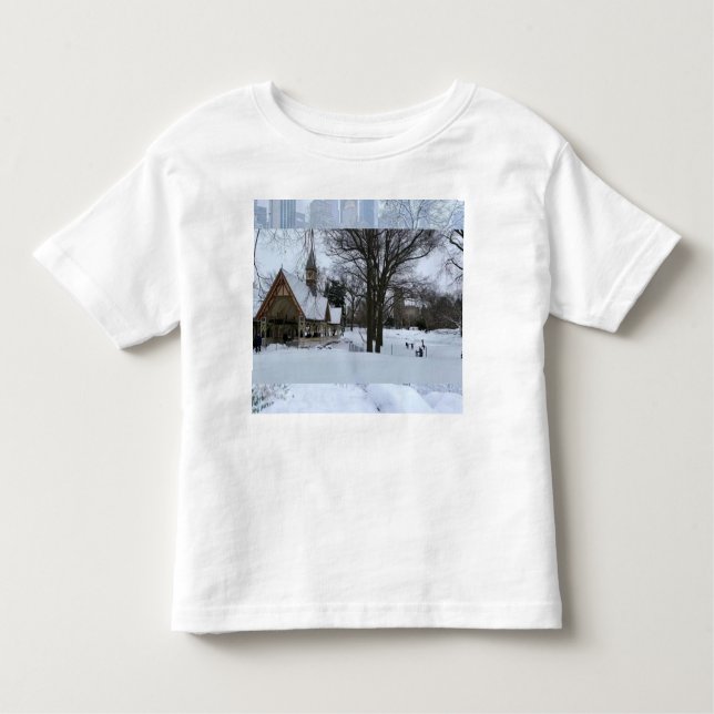 Camiseta Infantil Magical Urban Snow Scene – Winter in the City (Frente)