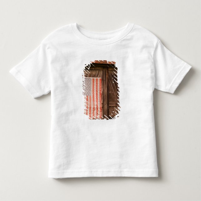 Camiseta Infantil Maine, bandeira americana desvanecida na porta do (Frente)