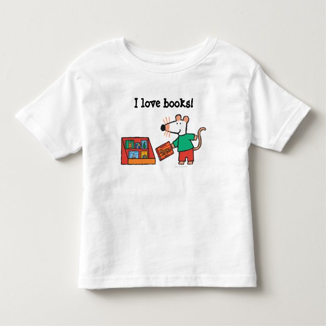 Camiseta Infantil Maisy com livros da biblioteca (Frente)