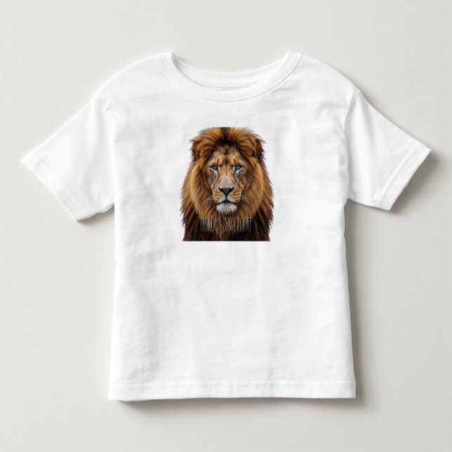 Camiseta Infantil Majestic Lion Face with Blue Eyes | Wildlife Anima (Frente)