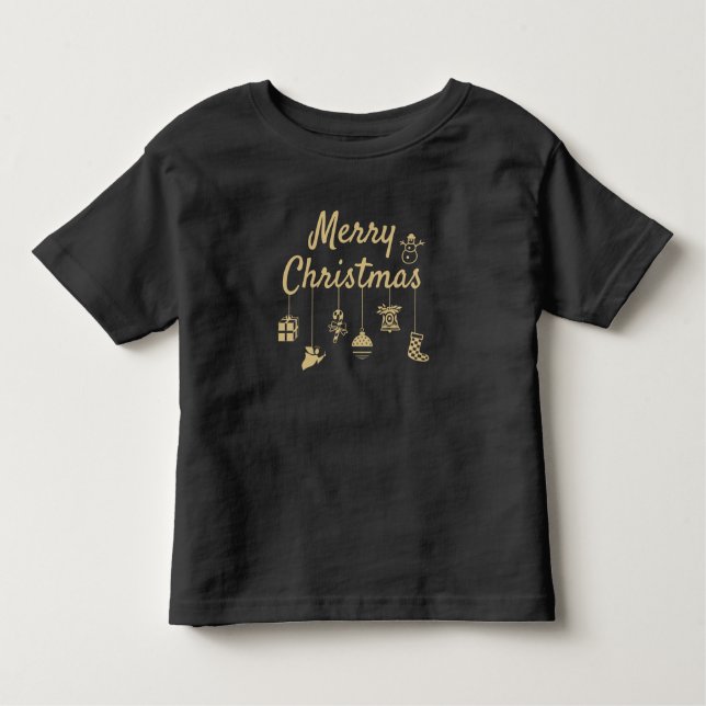 Camiseta Infantil Mal Natal Ornaments - Ouro (Frente)