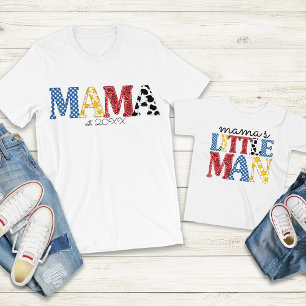 Camiseta Infantil Mama Colorida do Rodeio Pequeno Homem da Mamãe Con