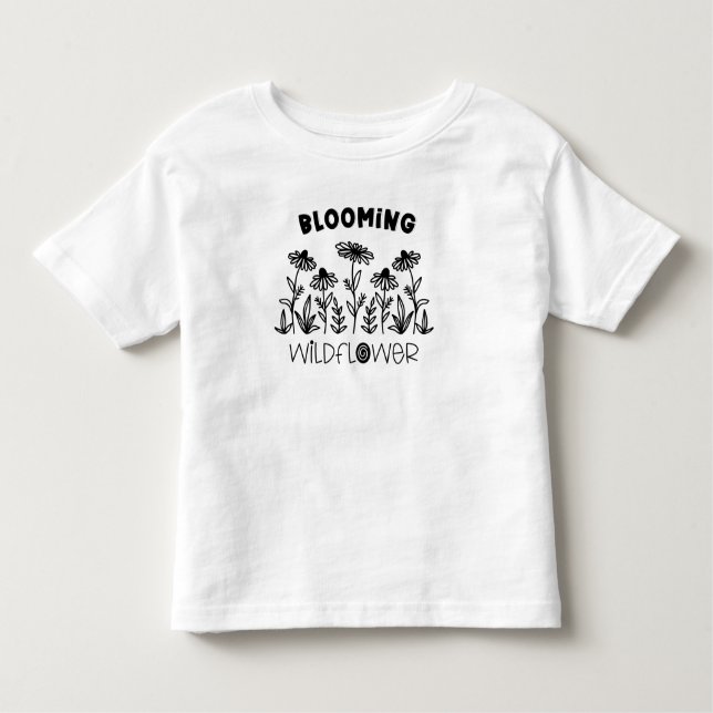 Camiseta Infantil Mamãe Branca de Flor Selvagem Negra-Vazio (Frente)